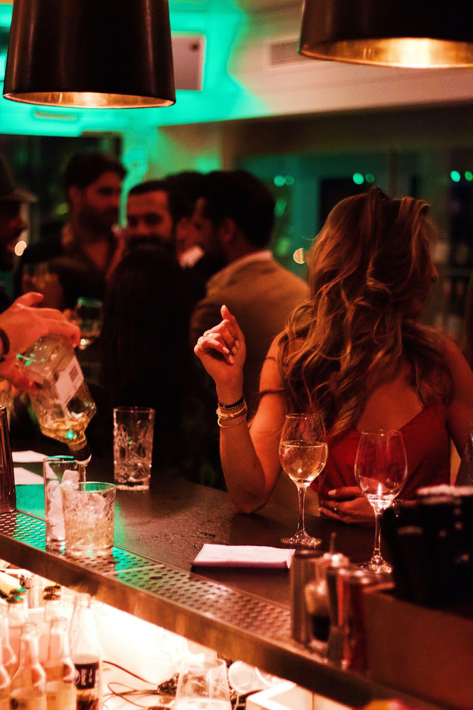 Guests at a busy hotel bar