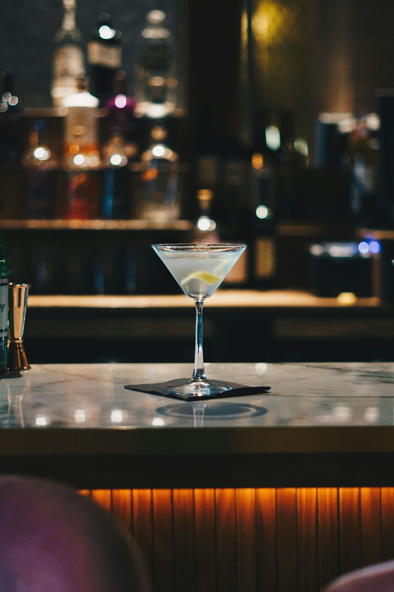 Martini on a marble bar counter