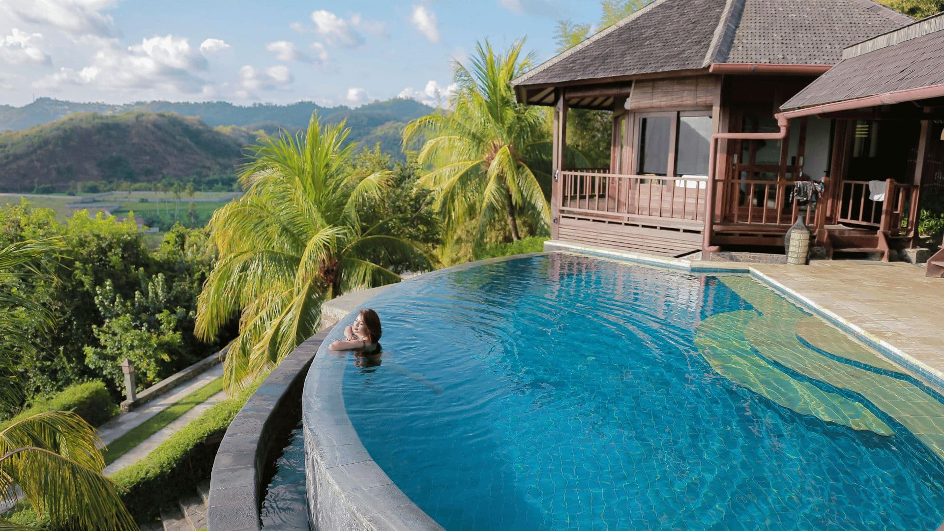 Infinity pool at a hillside villa