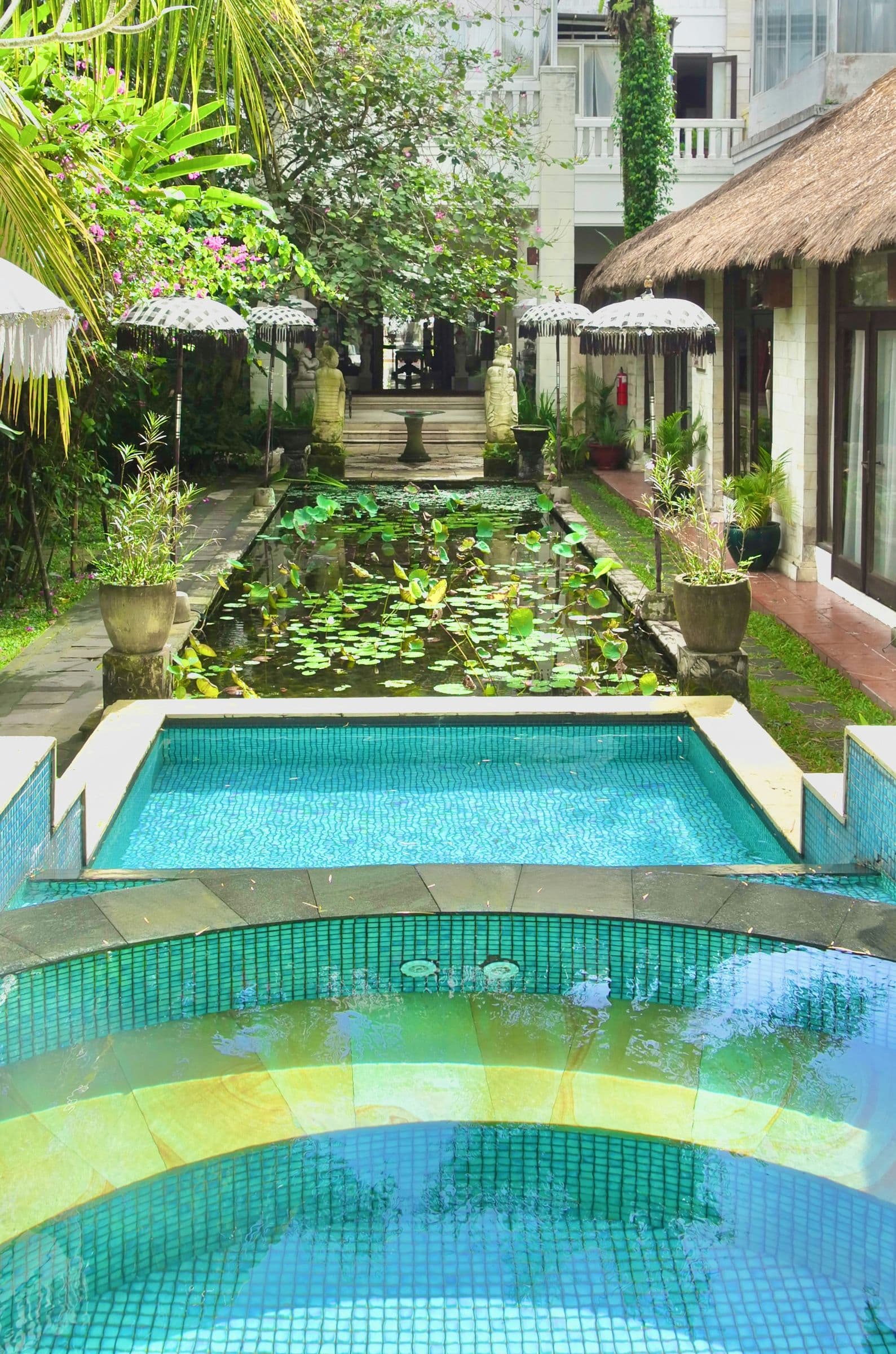 Pool set in a lush tropical garden