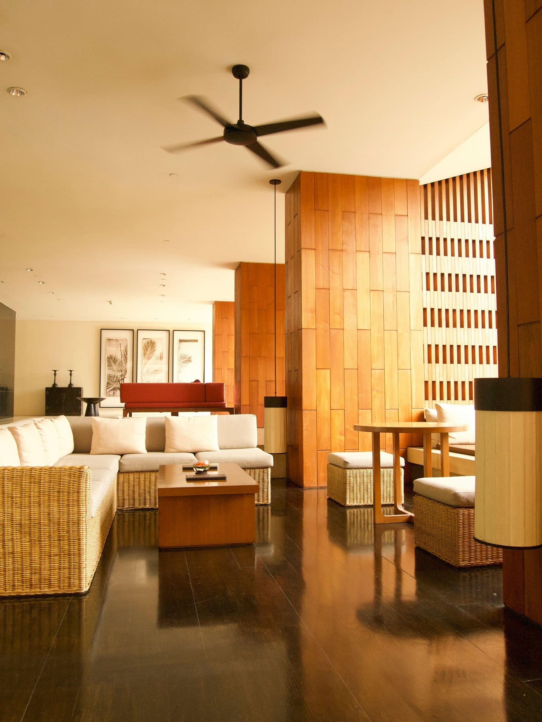 Japanese-style lounge with timber screens